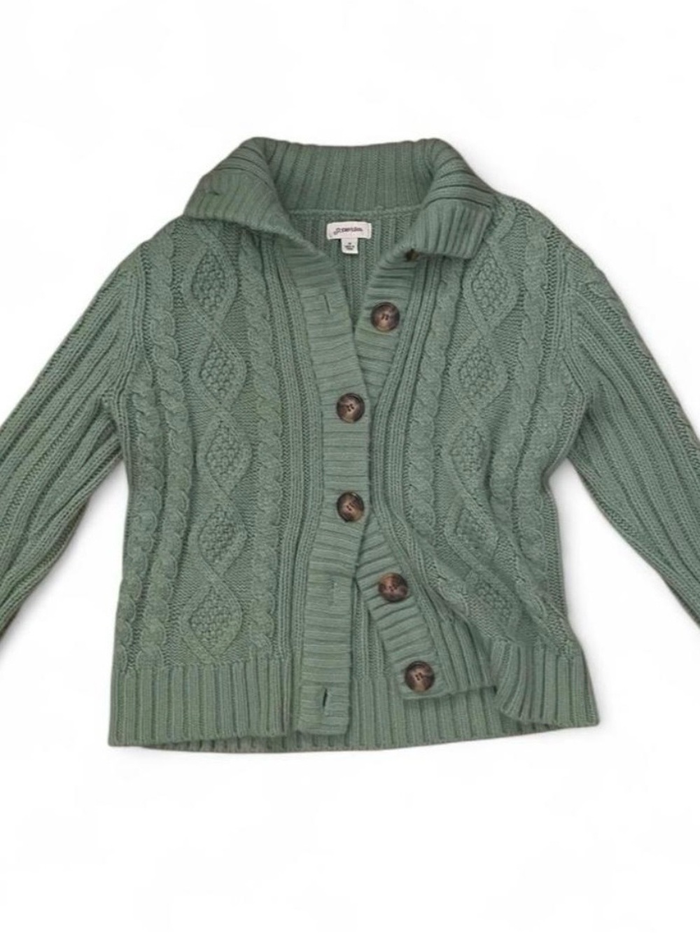St. John's Bay Sage Green Cable-Knit Button Cardigan